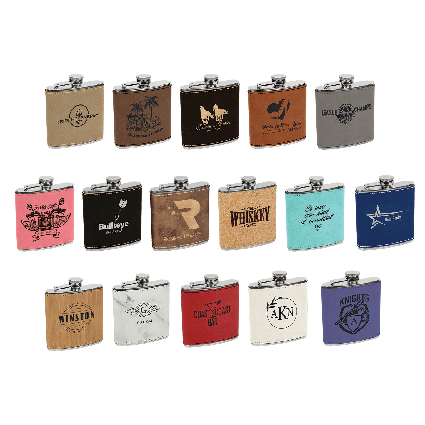Polar Camel Flask 6 oz - Powder Coat and Learette