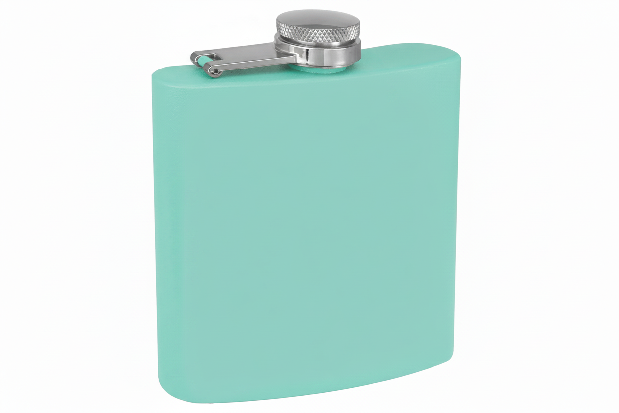 Flask-Drinkware-6 oz - Powder Coat and Leatherette