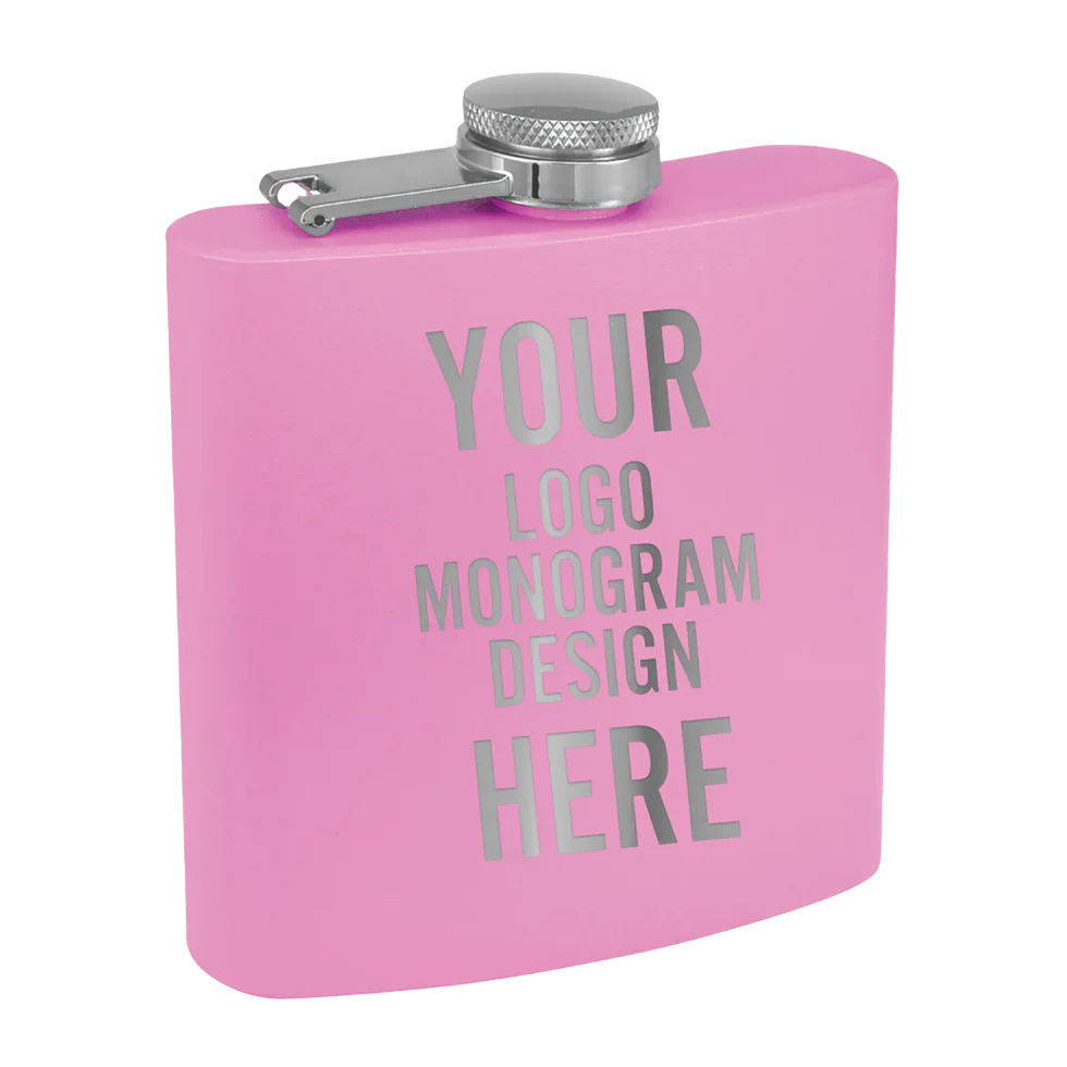 Flask-Drinkware-6 oz - Powder Coat and Leatherette