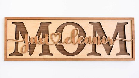 Mom and kids sign