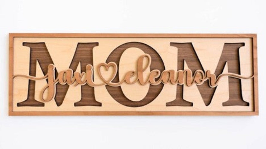 Mom and kids sign