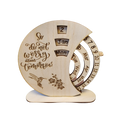 Perpetual Calendar with wheels that move to align date, Month and day. Customizable with favorite phrase or image