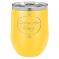 Laser-engraved 12 oz stainless steel stemless wine tumbler – double-wall vacuum insulated personalized drinkware gift