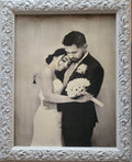  Laser-engraved wedding photo burned into Baltic Birch wood – personalized wooden portrait keepsake gift