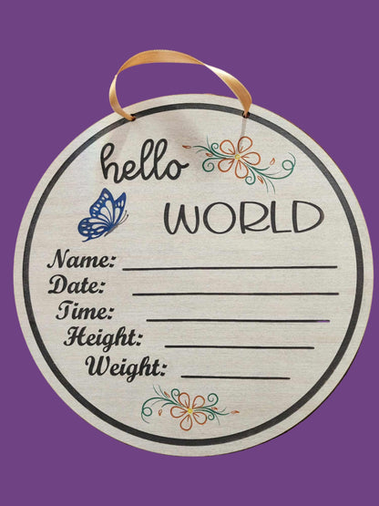 "Hello World" Baby Name Sign