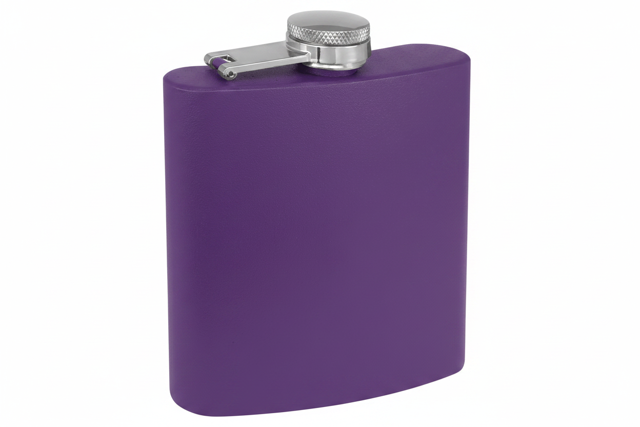 Flask-Drinkware-6 oz - Powder Coat and Leatherette