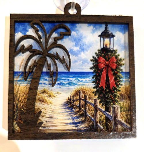 Beach Christmas Acrylic Suncatcher – 3.4" | Sign Post or Christmas Tree