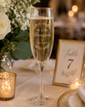 Personalized laser-engraved wedding champagne flute – custom name and date glass keepsake gift