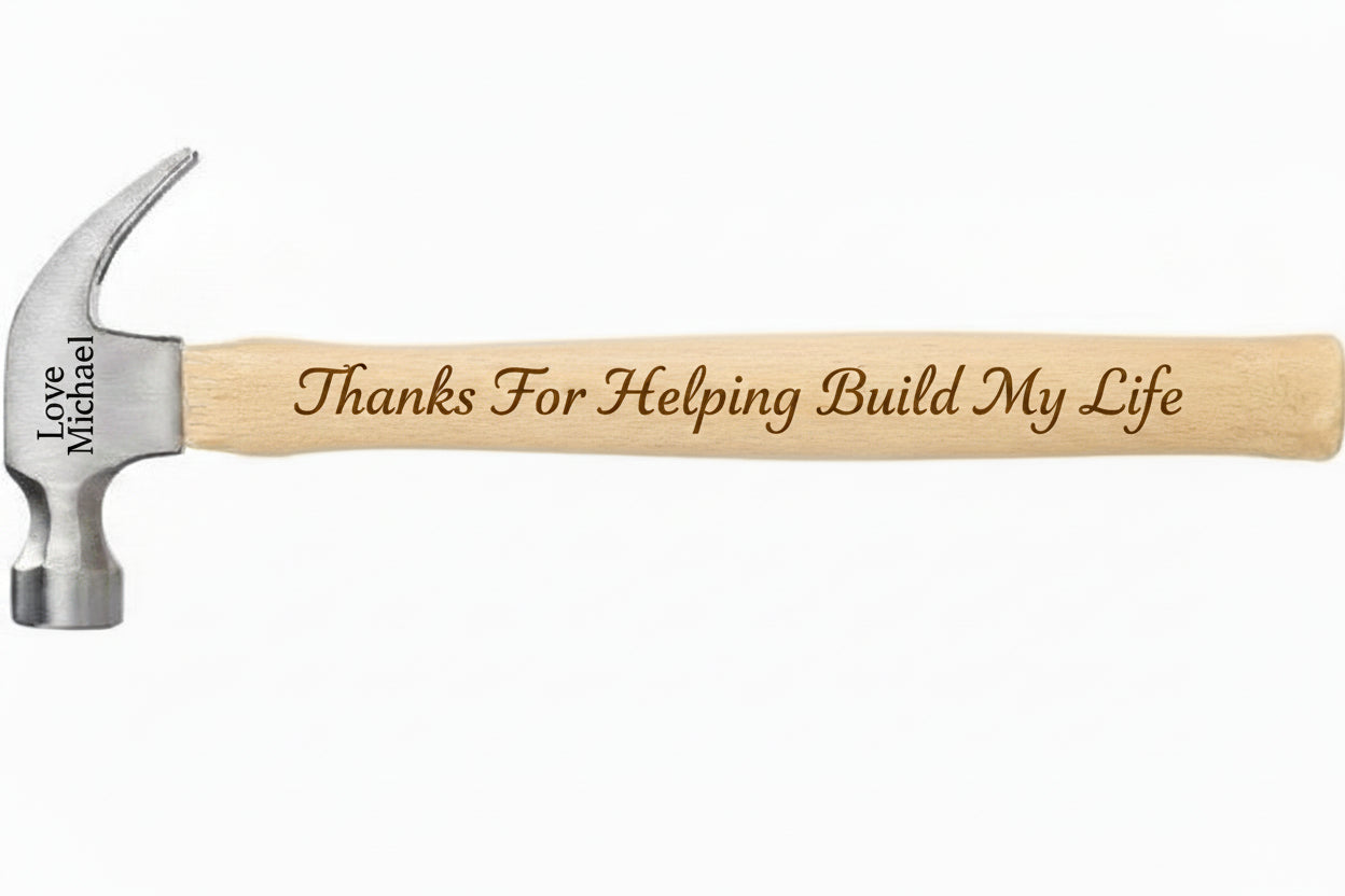 "Blank wooden hammer ready for personalized engraving"