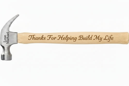 "Blank wooden hammer ready for personalized engraving"